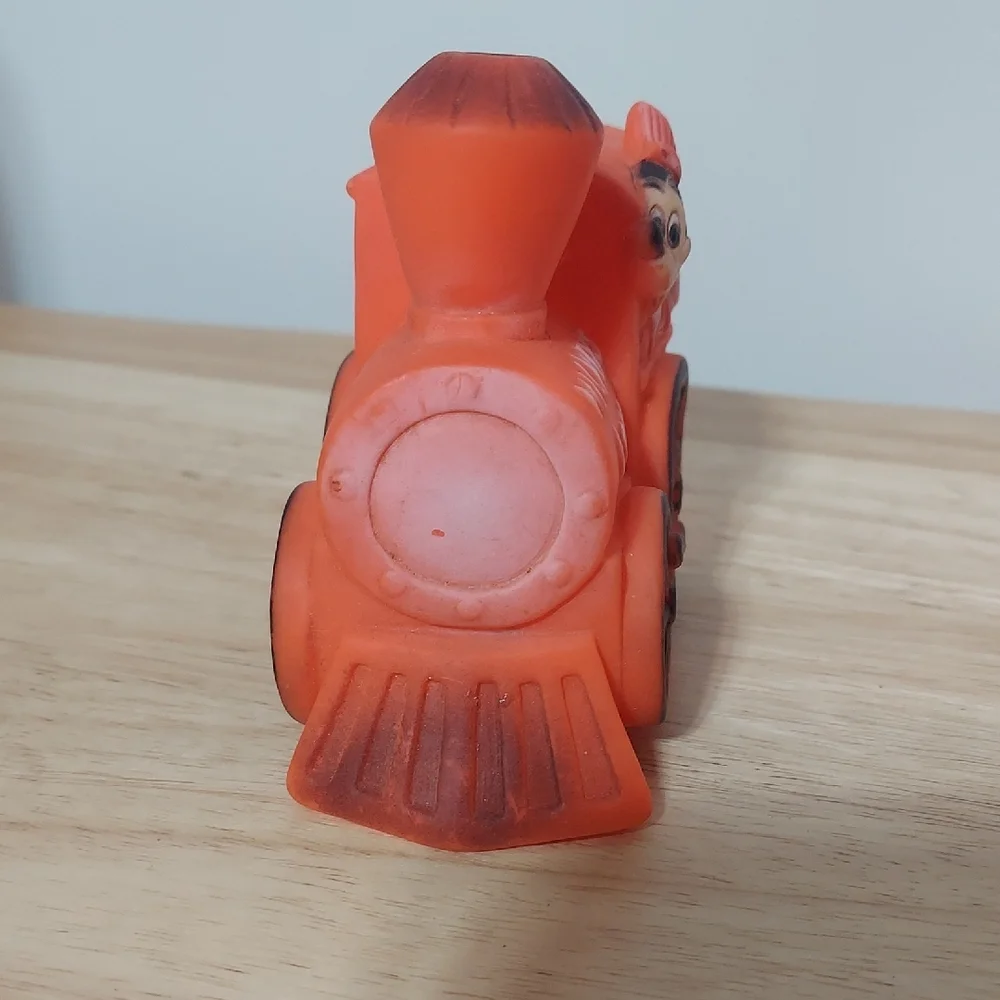 Vintage 1970s Danara Disney Mickey's Loco Orange Train Squeaky Toy – Rare